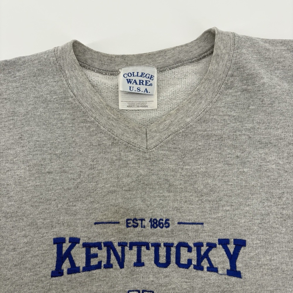VTG College Ware USA V-Neck Gray University of Kentucky Sweatshirt Size Large